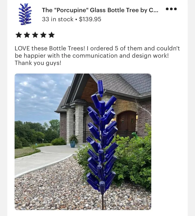 The "Porcupine" Glass Bottle Tree by Cubby's! - Image 4